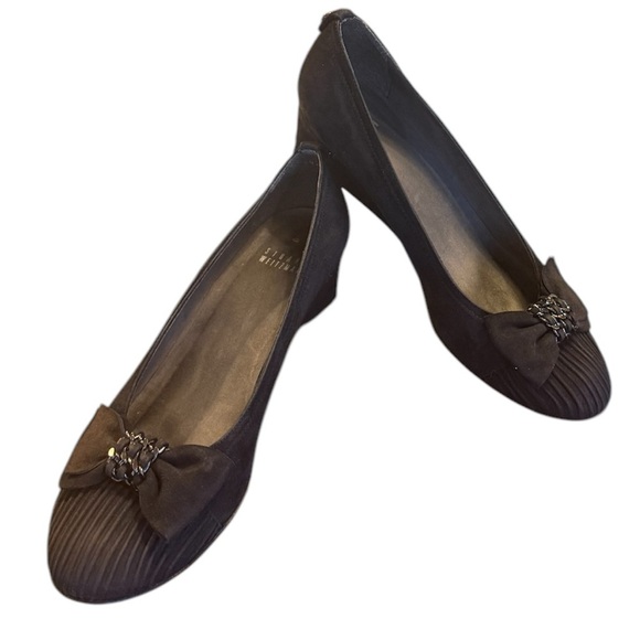 Stuart Weitzman Women's Size 9 Black Frobozzie Suede Wedge Heel Shoe 2” heel - Picture 1 of 9